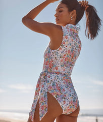 The Ruffle Breaker Belted One-Piece - Bouquet Parade