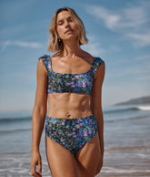 The Petal Sleeve Bikini Top - Bouquet Carnival
