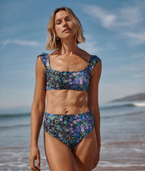The Petal Sleeve Bikini Top - Bouquet Carnival