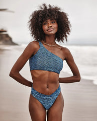The V-Front Low Rise Bikini Bottom - Mini Bloom in Sky & Blue Mountain