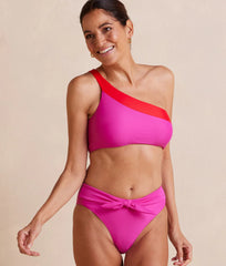 The Tie Belt High Leg Mid Rise Bottom - Hibiscus
