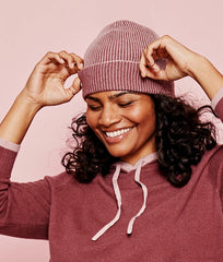The Coziest Cashmere Blend Hat - Rosewood & Shell