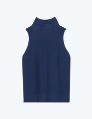 The High Neck Sweater Vest - Atlantic & White Sand