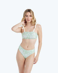 The Limited-Edition High Leg Mid Rise Bikini Bottom - Vintage Floral in Ivy