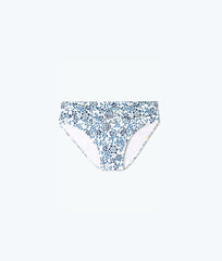 The V-Front Low Rise Bikini Bottom - Floral Reef in Indigo & White Sand