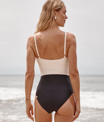The Canal Cutout One-Piece - Sea Urchin & White Sand