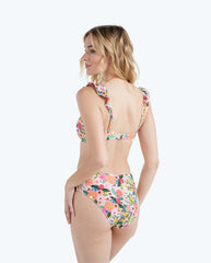 The Ruffle High Leg High Rise Bikini Bottom - Garden Party