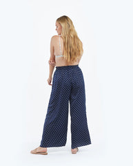 The Palazzo Pant With Ties - Square Dot in Deep Sea & White Sand