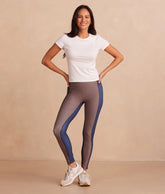 The Colorblocked High Rise 7/8 Legging - Gingham in Blue Mountain & Toffee