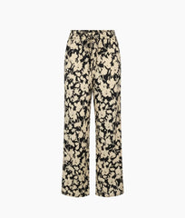 The Silky Luxe Palazzo Pants with Ties - Contrast Floral in Sea Urchin