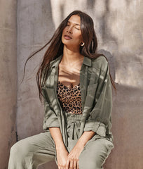 The Going Places Gauze Button-Down Camp Shirt - Agave