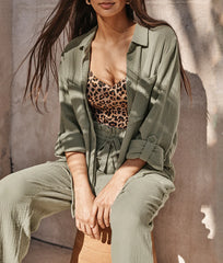 The Going Places Gauze Drawstring Pant - Agave