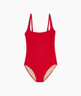 The RippleRib Square Neck One-Piece - Lava