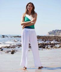 The Silky Luxe Palazzo Pants with Ties - Cloud White