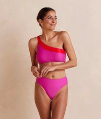 The High Leg Mid Rise Bikini Bottom - Hibiscus