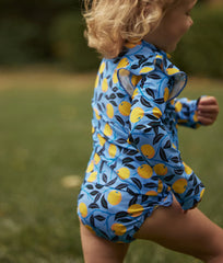The Girls' Ruffle Rash Guard Tankini Set - Nectarine Orchard