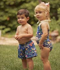The Boys' Swim Short - Strawberry Fields in Deep Sea