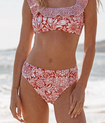 The Classic Mid-Rise Bikini Bottom - Sunflower in Watermelon