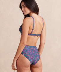 The High Leg High Rise Bottom - Radiant Floral in Deep Sea