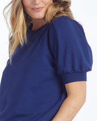 The Softest French Terry Puff Short Sleeve Top - Baltic