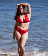 The High Leg Mid Rise Bikini Bottom - Lava