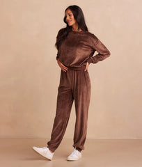 The Plush Velour Jogger - Chocolate