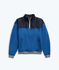 The Softest French Terry Quarter Zip Pullover - Santorini & Midnight