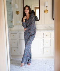 The Silky Luxe Pajama Set - Blackthorn in Dark Indigo
