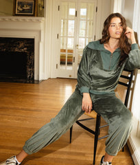 The Plush Velour Jogger - Olive