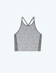 The High Neck Midi Sports Bra Tank - Modern Snake in Smoke & Ash