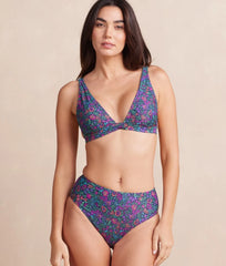 The High Leg High Rise Bottom - Radiant Floral in Deep Sea