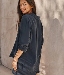 The Going Places Gauze Button-Down Camp Shirt - Midnight**