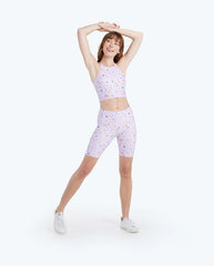The High Neck Midi Sports Bra Tank - Paint Splatter in Lilac