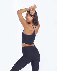The High Neck Midi Sports Bra Tank - Baltic & Sea Urchin