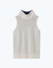 The High Neck Sweater Vest - Atlantic & White Sand