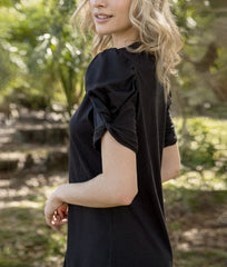The Luxe Pima Twist-Sleeve T-Shirt Dress - Sea Urchin