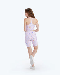 The Do-It-All High Rise Biker Shorts - Paint Splatter in Lilac