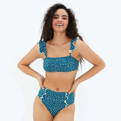 The Ruffle Oasis Bikini Top - On the Dot in Seaweed