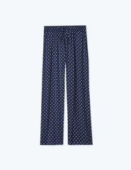 The Palazzo Pant With Ties - Square Dot in Deep Sea & White Sand