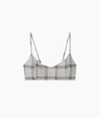 The Wanderlust Bikini Top - Modern Plaid in White Sand