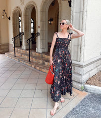 The Silky Luxe Smocked Maxi Dress - Orchard Trellis in Sea Urchin
