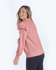 The Flirty Ruffle Sleeve Sweater - Desert Rose