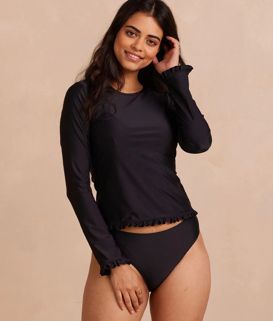 The Waterside Ruffle Rash Guard - Sea Urchin