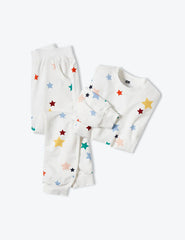 The Toddlers' Softest French Terry Set - Scatter Stars in White Sand