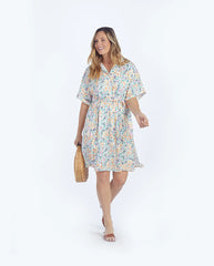 The Do-It-All Shirtdress - Wildflower Fields in Sunshine & Coral