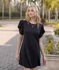 The Luxe Pima Twist-Sleeve T-Shirt Dress - Main