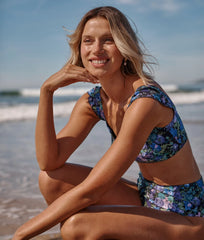 The Petal Sleeve Bikini Top - Bouquet Carnival