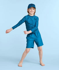 The Kids' Rash Guard - Gingham in Calypso
