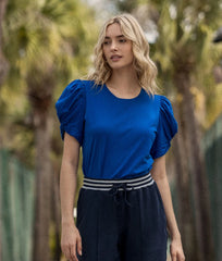 The Luxe Pima Twist-Sleeve Tee - Santorini