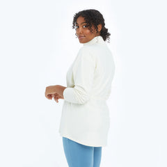 The Softest French Terry Cinched Waist Pullover - White Sand